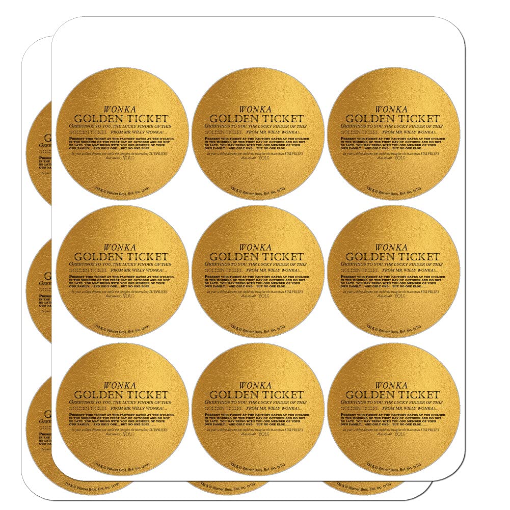 Willy Wonka & The Chocolate Factory Golden Ticket Planner Stickers - Scrapbooking, DIY Crafts, Bullet Journal Supplies for Fans & Collectors | Perfect for Party Decorations, School Projects & Gift Wrapping