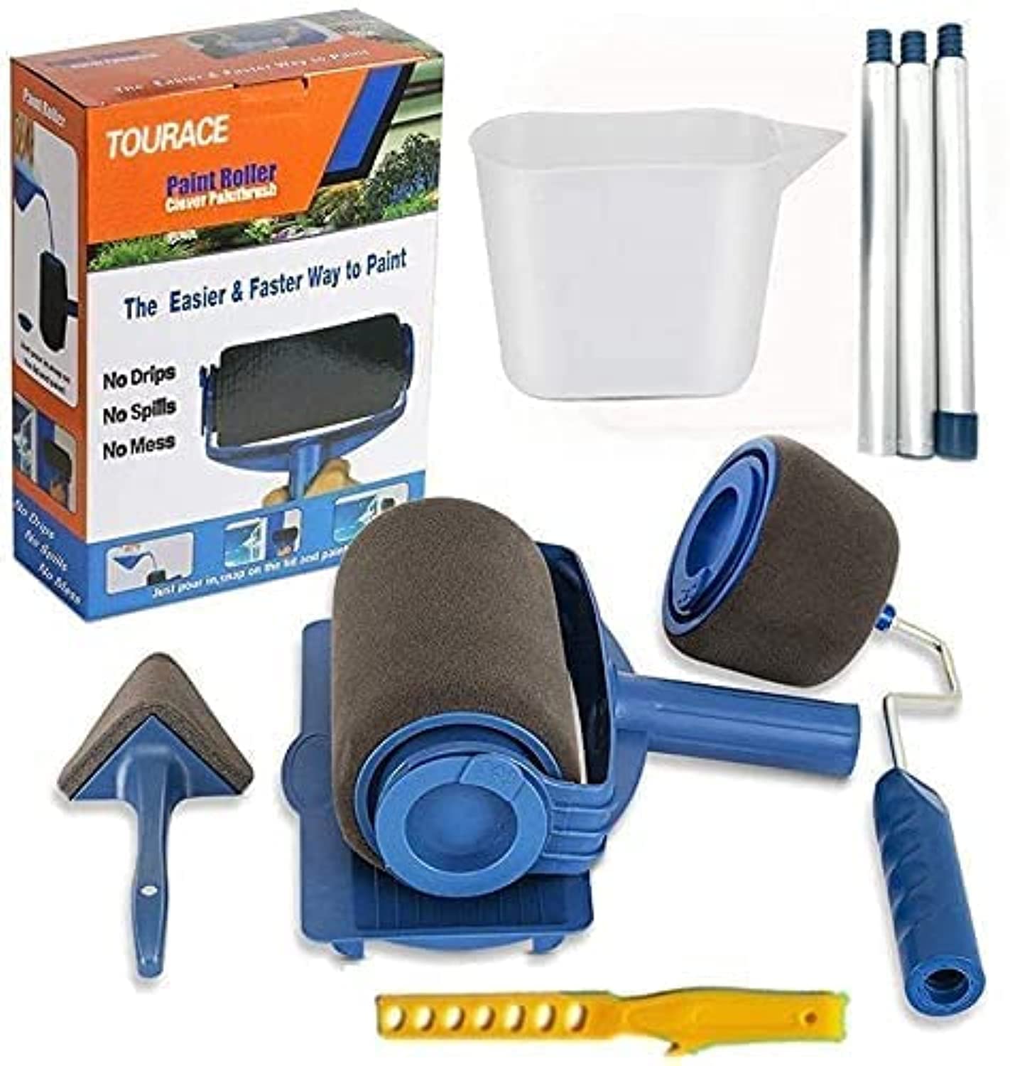 TOURACE® 9-Piece Professional Paint Roller Kit with Extension Poles - Fast Room Transformation for DIY Home Painting Projects | Perfect for Walls, Ceilings & Furniture Decoration