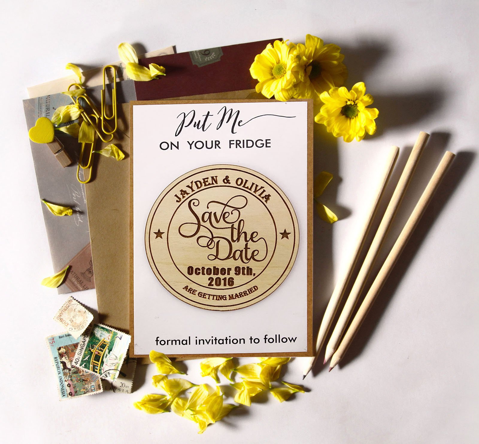Custom Engraved Wooden Save The Date Magnets - Rustic Wedding Announcement Decor - Perfect for Invitations, Bridal Showers & Wedding Keepsakes