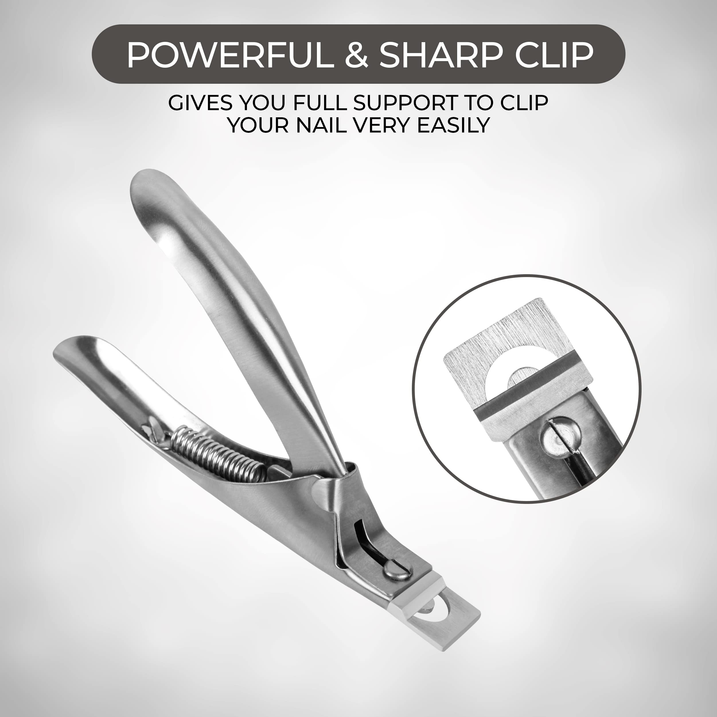 Professional Acrylic Nail Clippers for Fake Nails - Stainless Steel Adjustable Nail Trimmer for Home Salon & Nail Art - Perfect Gift for Women (Silver) | Ideal for Manicures, Pedicures & DIY Nail Care
