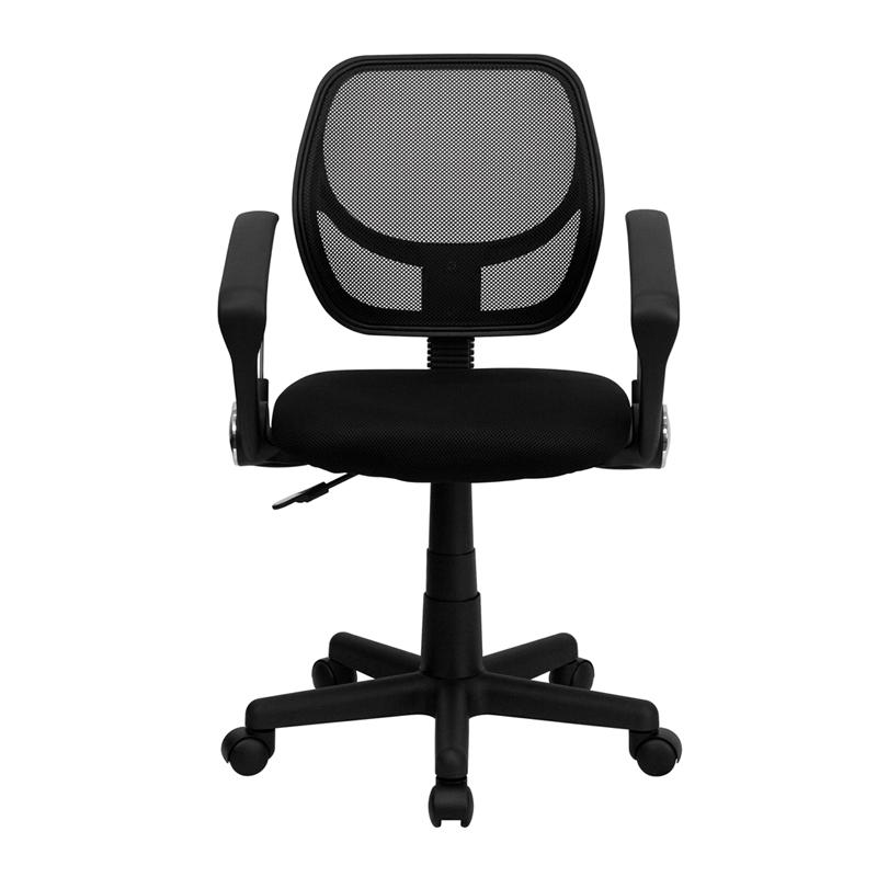 FLASH Neri Kids Low Back Black Mesh Swivel Task Office Chair with Curved Square Back and Arms - Ergonomic Study Chair for Children, Perfect for Homework, Online Classes & Gaming Desks