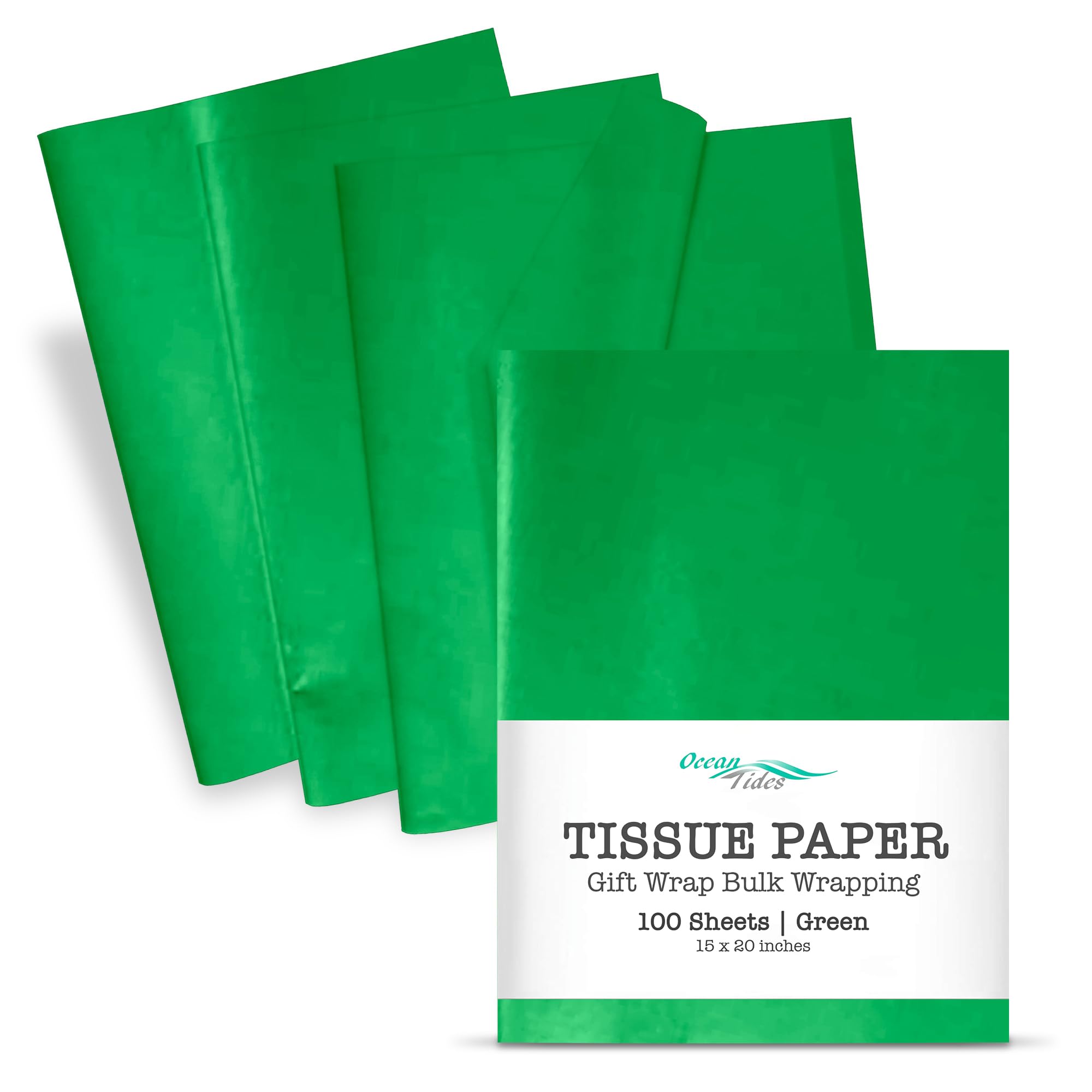 Premium Ocean Tides Gift Wrapping Tissue Paper - 100 Sheets Bulk Green Tissue Paper (15