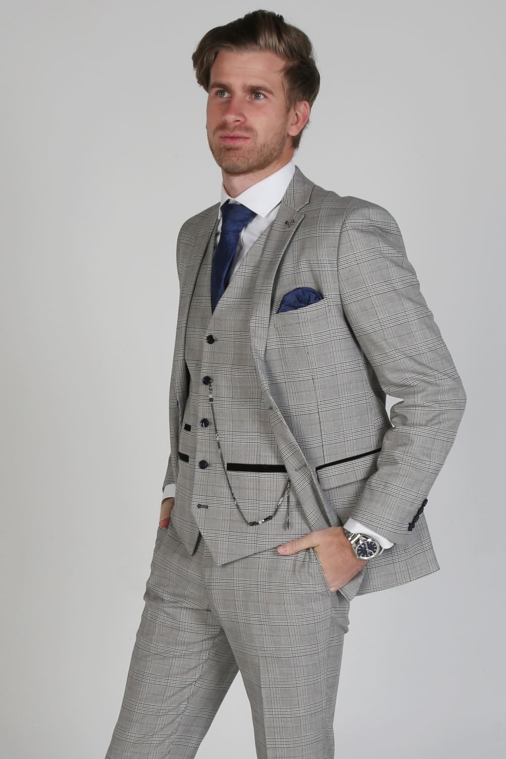 Hugo Grey Men's Three Piece Suit | Premium Slim Fit Business Suit for Weddings, Interviews & Formal Events