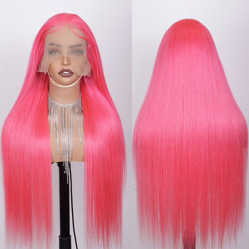 Eullair #613 Blonde Lavender Purple Pink Grey Straight Human Hair Wig with 13x4 Transparent Lace Frontal for Women | Perfect for Cosplay, Daily Wear & Special Occasions