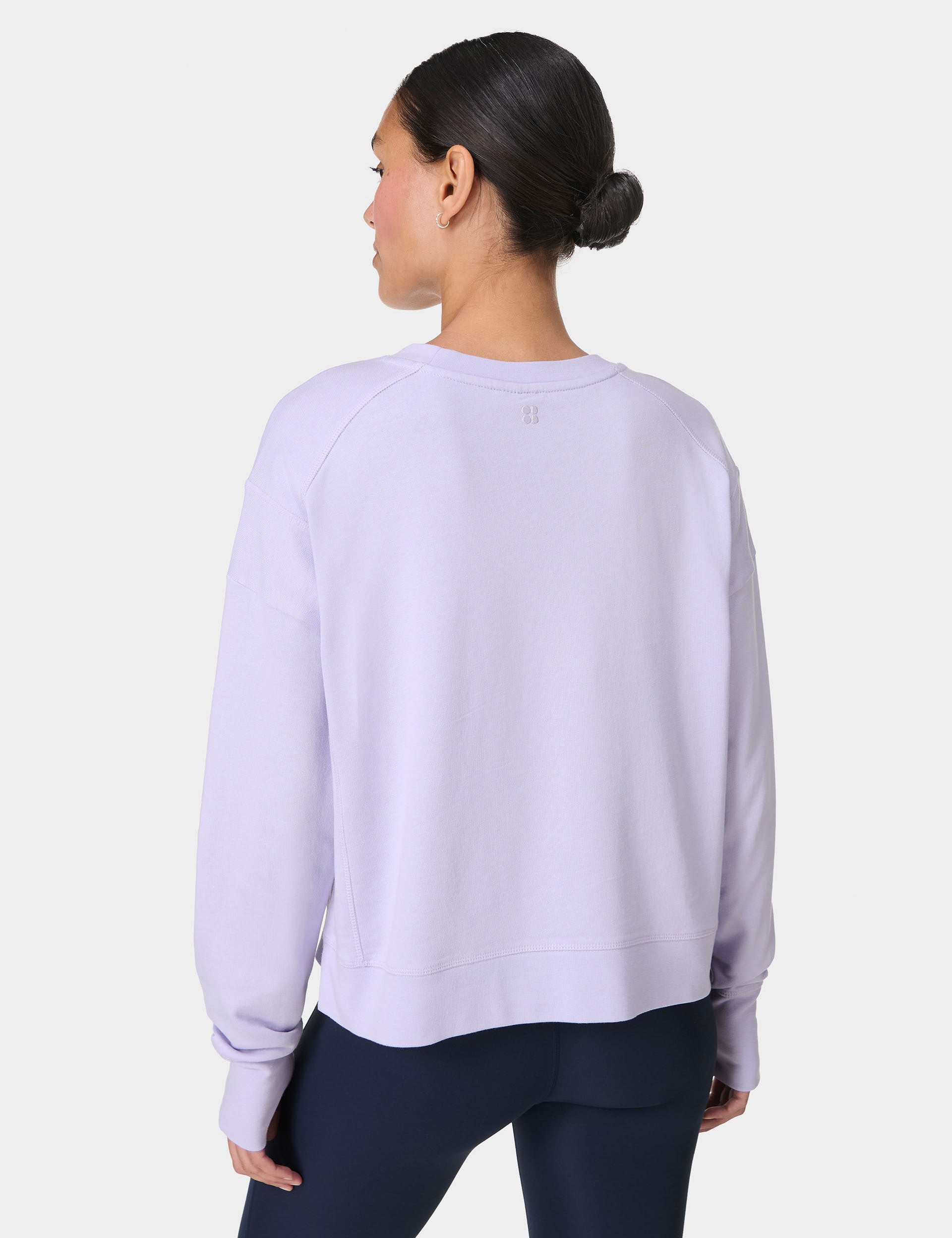 After Class Crop Sweatshirt for Women - Heather Purple Comfort Fit Pullover - Perfect for Casual Wear, Gym, and Street Style Fashion