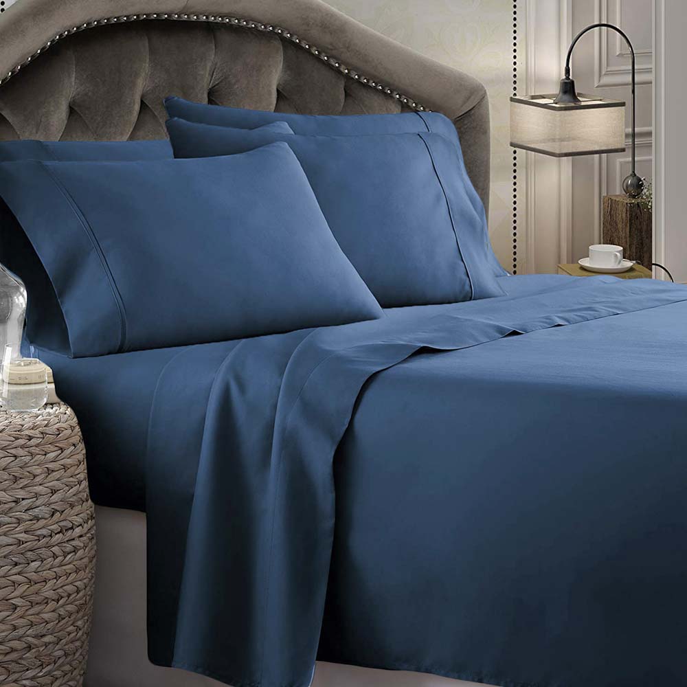Premium 1800 Series Microfiber Sheet Set - Soft & Breathable Denim Blue - Single Bed Size - Perfect for Dorms, Guest Rooms & Cozy Bedrooms