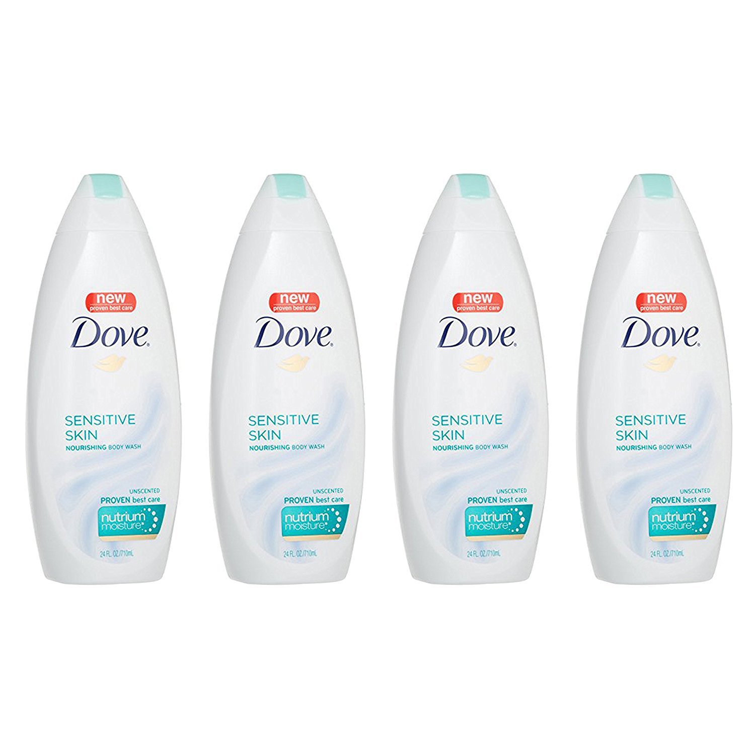 Dove Sensitive Skin Body Wash - Hypoallergenic, Sulfate Free for Softer & Smoother Skin - 22 oz (4-Pack) | Gentle Daily Shower Cleanser for Dry & Irritated Skin | Perfect for Sensitive Skin Care Routine & Family Use