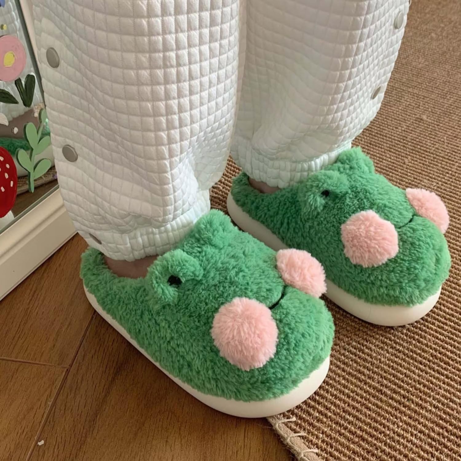 QSKPC Women's Fuzzy Memory Foam Slippers - Cozy Animal House Shoes for Indoor & Outdoor Use - Perfect for Bedroom, Lounge & Home Comfort