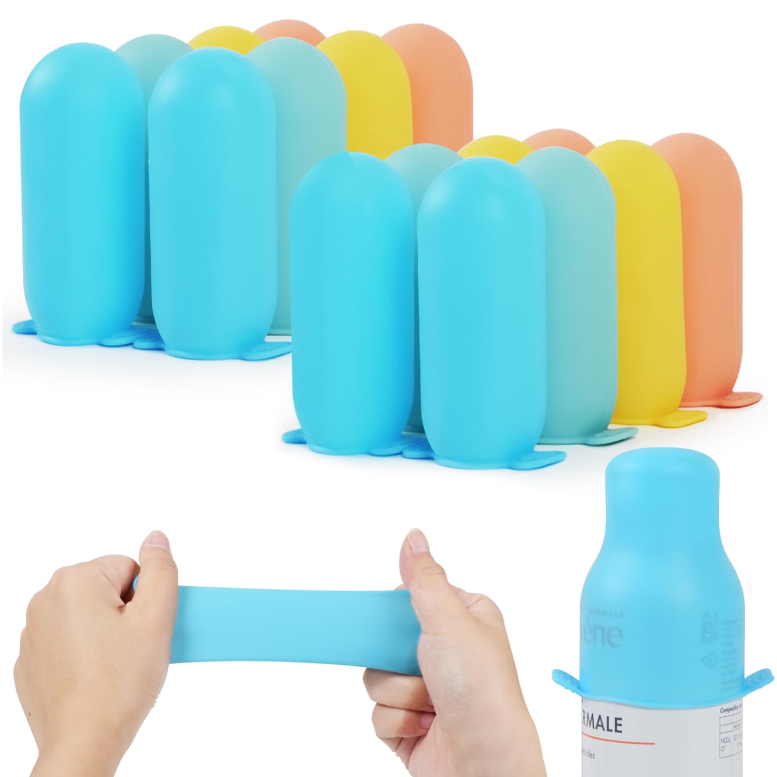 16 Pack Silicone Travel Bottle Covers - Leak Proof Toiletry Accessories for Women & Men - Cruise Essentials 2024 - Perfect for Airplane, Cruise Ship & Vacation Packing