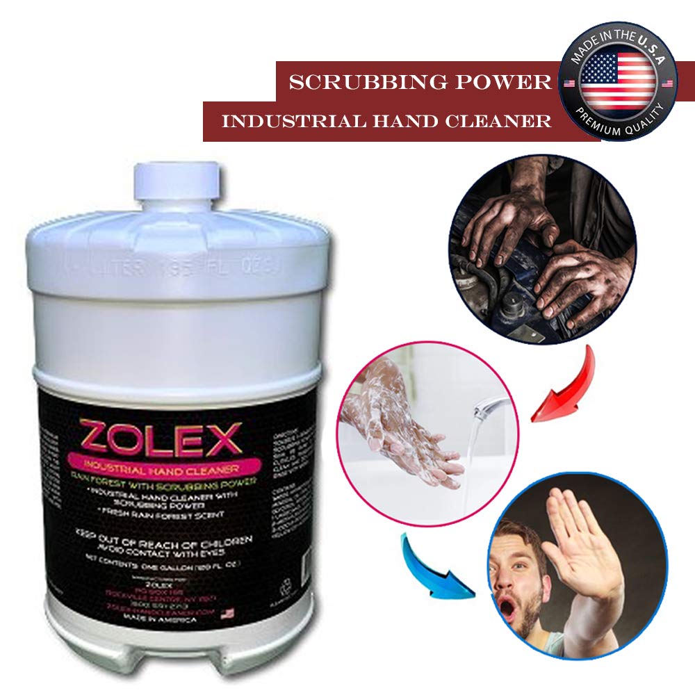 Zolex Citrus Hand Cleaner with Scrubbing Power - 4 Pack (1 Gallon Each) + Free Dispenser - Heavy Duty Degreaser for Mechanics, Auto Shops & Industrial Use