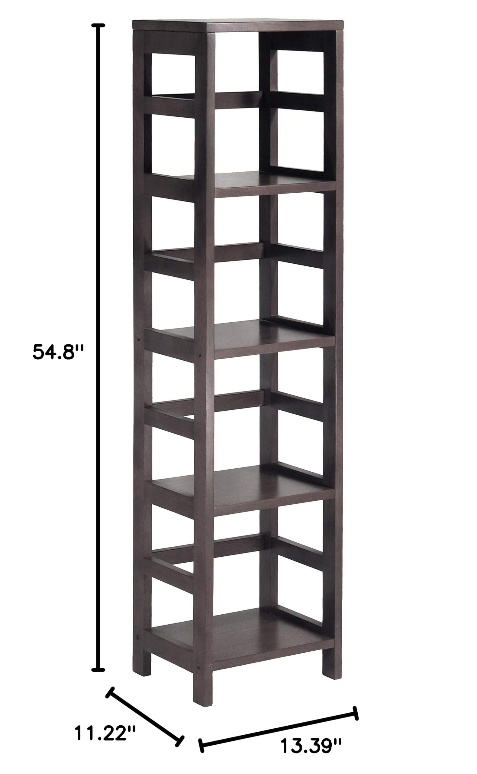 Winsome Wood Capri 4-Tier Storage Shelf with 4 Beige Fabric Foldable Baskets - Organizer for Bedroom, Bathroom, Closet & Office - Space Saving Home Decor Solution