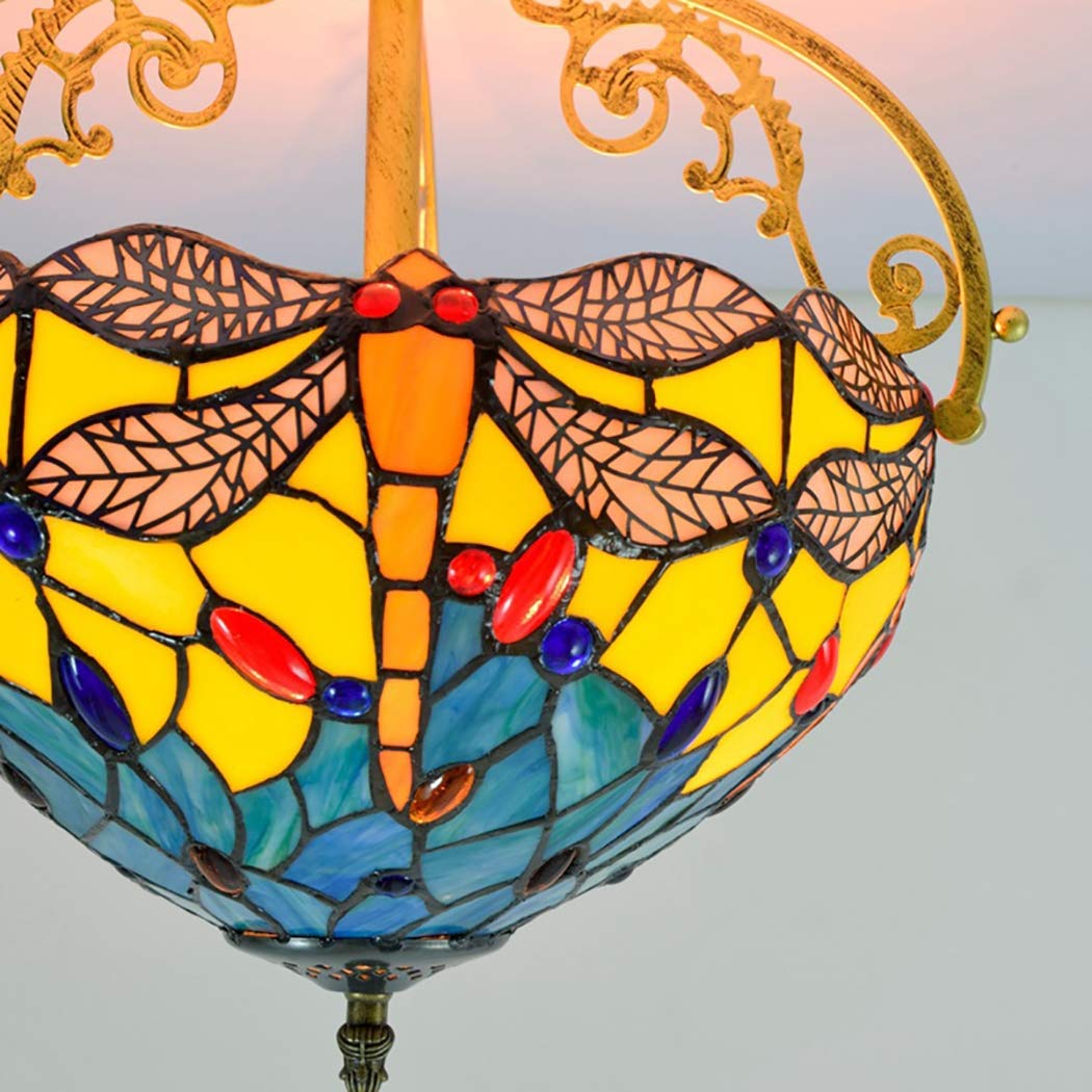 Vintage Tiffany Style Antique Inverted Ceiling Pendant Light - 12