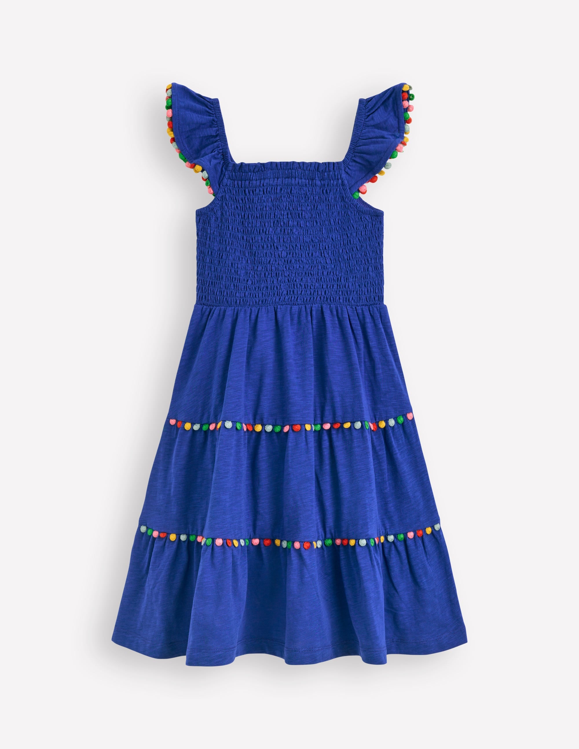 Addison Twirly Pom Dress for Girls - Bright Blue Party Outfit | Perfect for Birthday, Dance Recital & Special Occasions