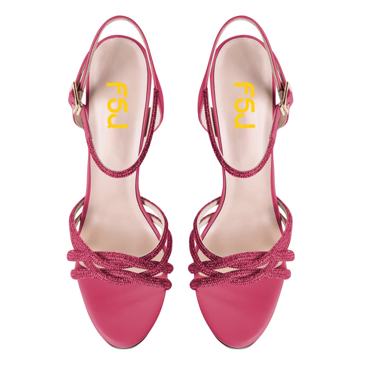 FSJ Women's Open Toe Stiletto High Heel Sandals with Ankle Strap & Buckle - Platform Dressy Slingback Party Shoes for Women US Size 4-15 | Perfect for Weddings, Cocktail Parties & Evening Events