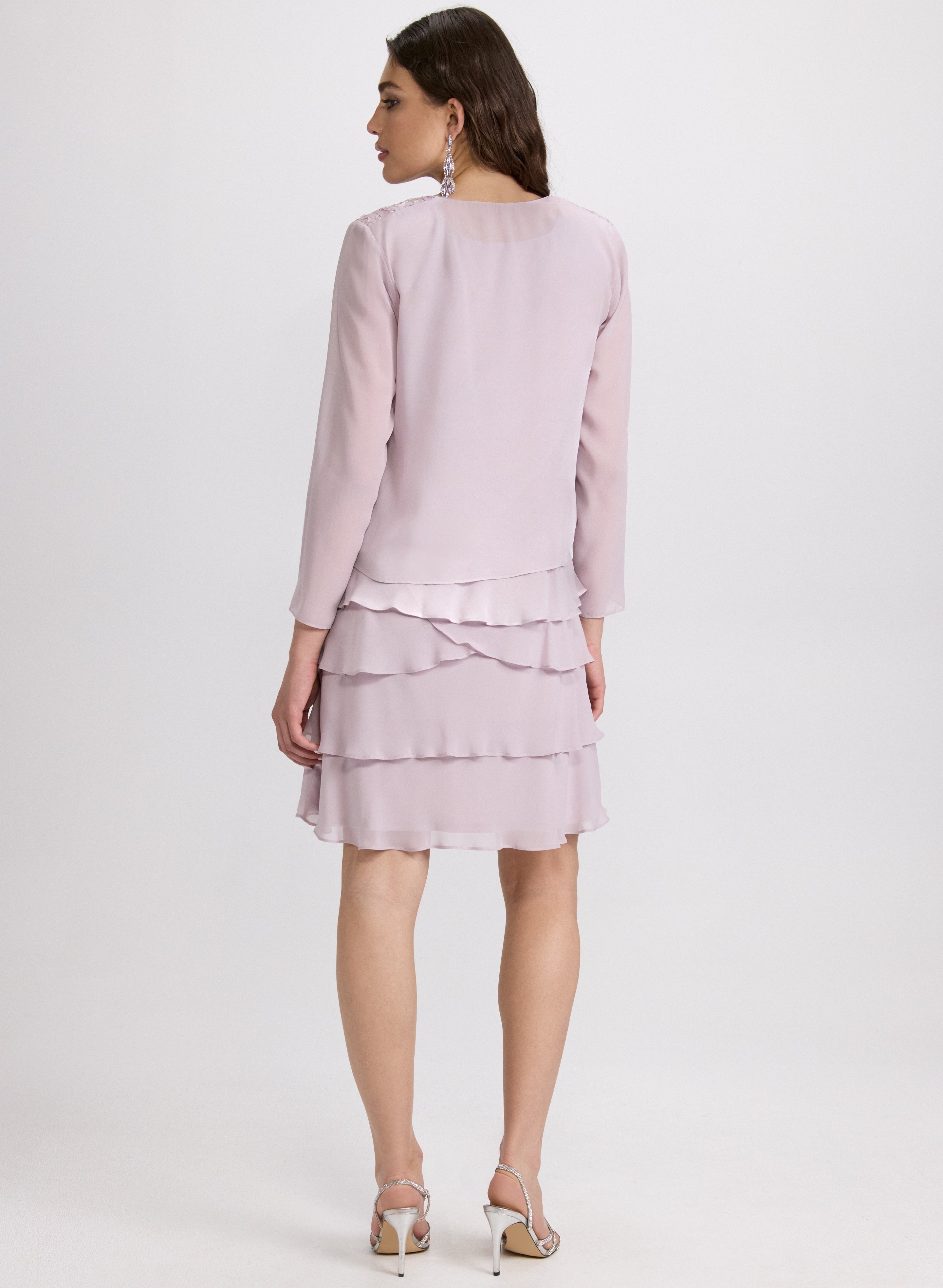Embellished Jacket & Tiered Dress Set for Women | Elegant 2-Piece Outfit | Perfect for Weddings, Parties & Special Occasions