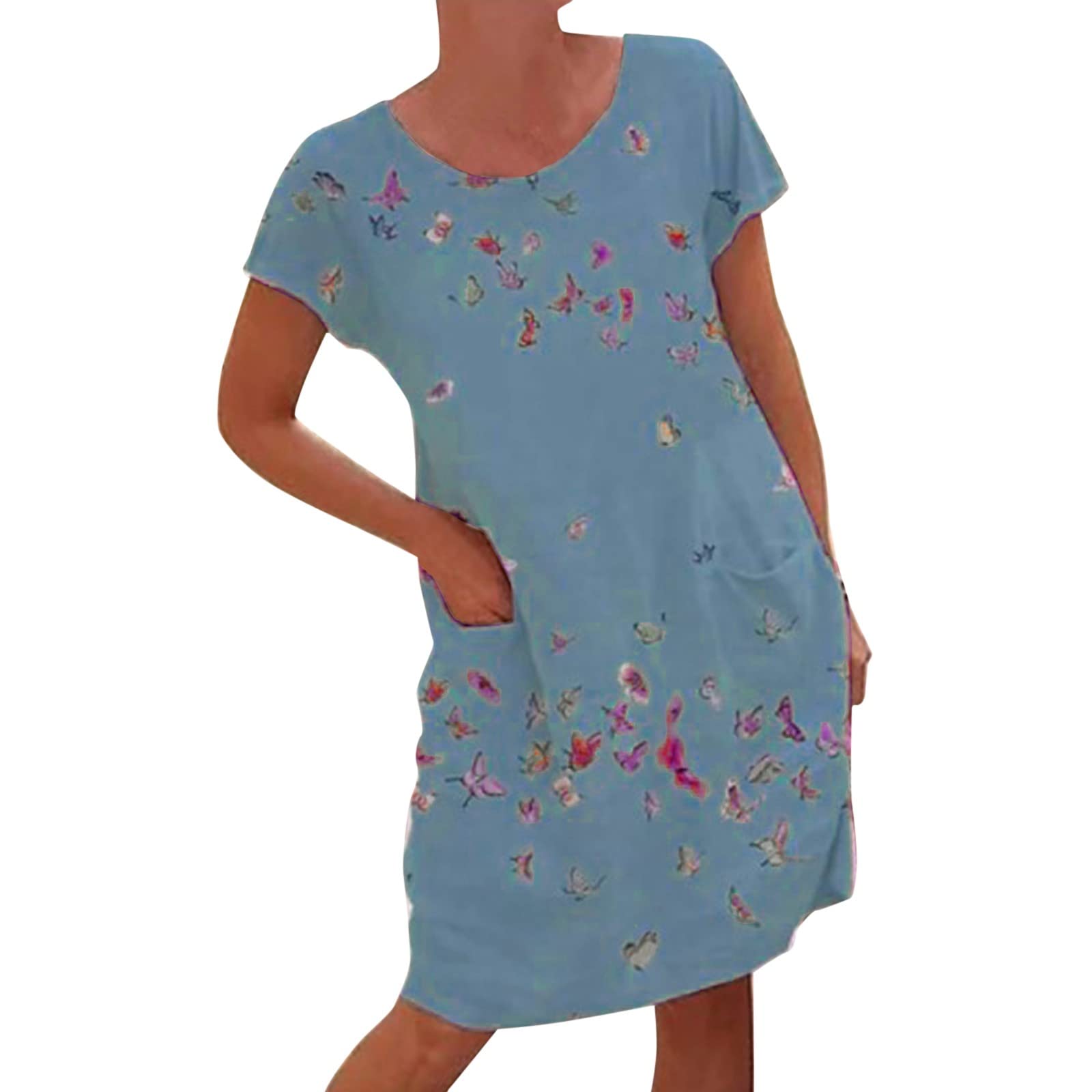 Women's Midi Dresses Casual Summer Tank Dress - Short Sleeve Backless Ruffle Flowy Dress for Women | Perfect for Beach Vacation, Date Night & Summer Parties