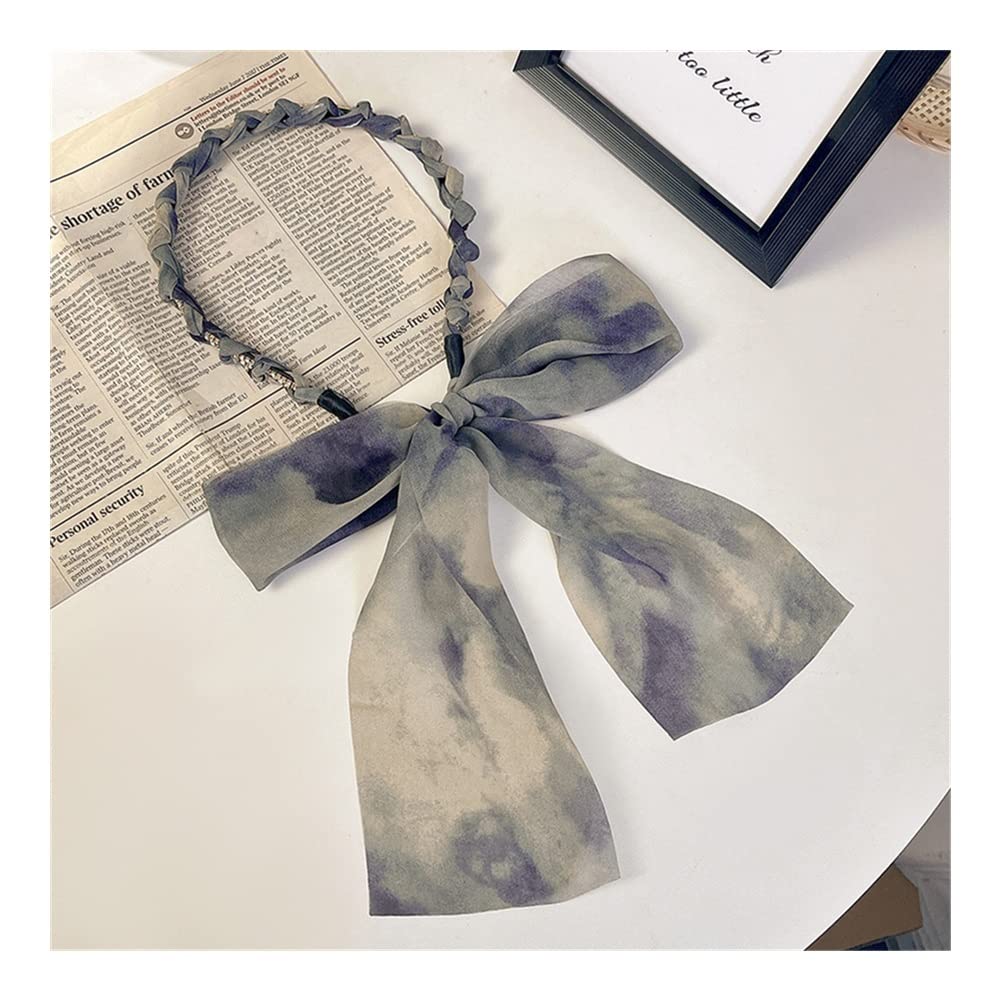 Korean Lace Bowtie Hairband for Women & Girls - Elegant Long Ribbon Streamer Headband with Fairy Fashion Design - Perfect for Weddings, Parties, and Daily Fashion Accessories (Color: D)