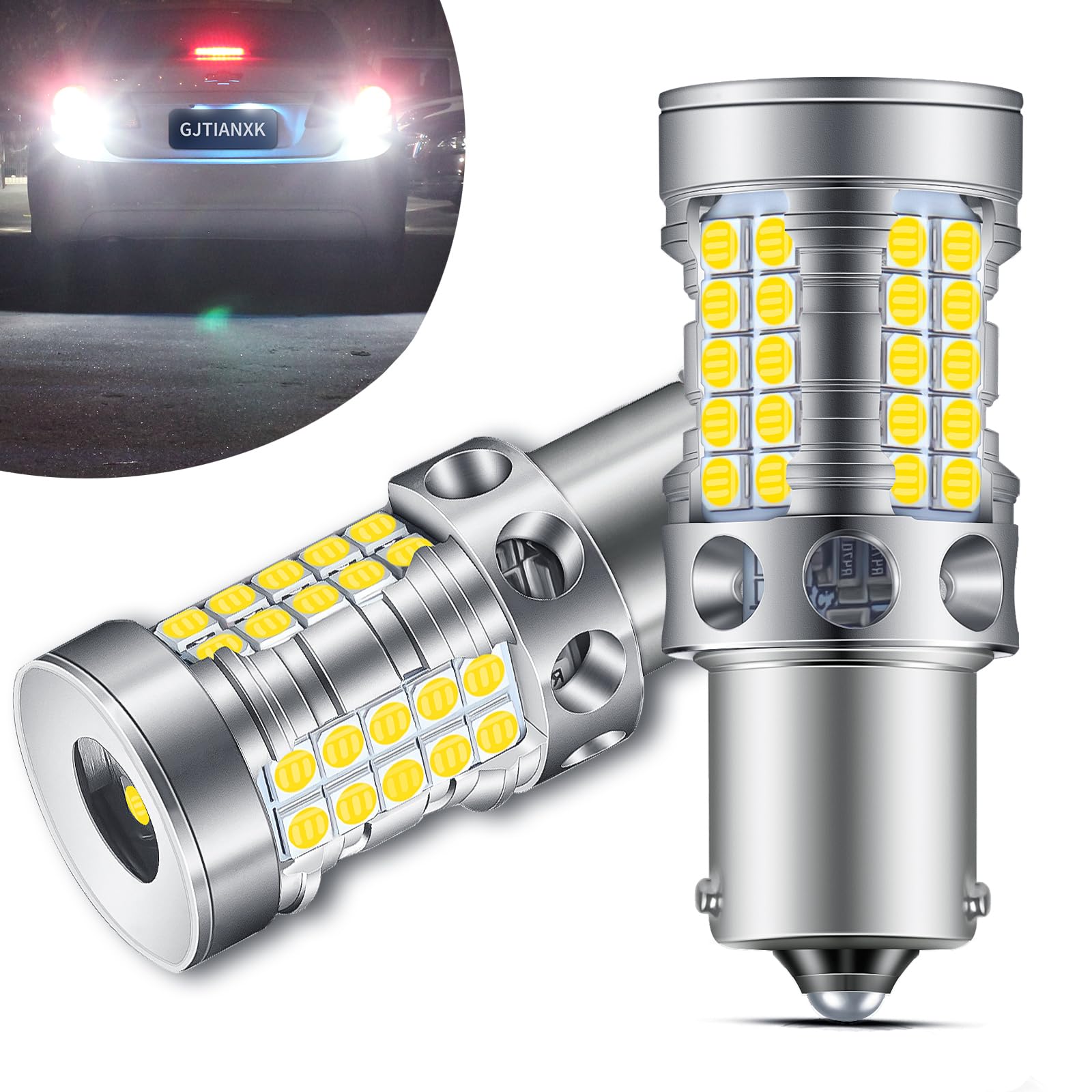 1156 7506 LED Bulbs 6000K Xenon White - Ultra Bright P21W BA15S 1156A 1003 1141 Replacement for Backup, Reverse, Parking, Tail & Brake Lights (Pack of 2) - Perfect for Cars, Trucks & SUVs