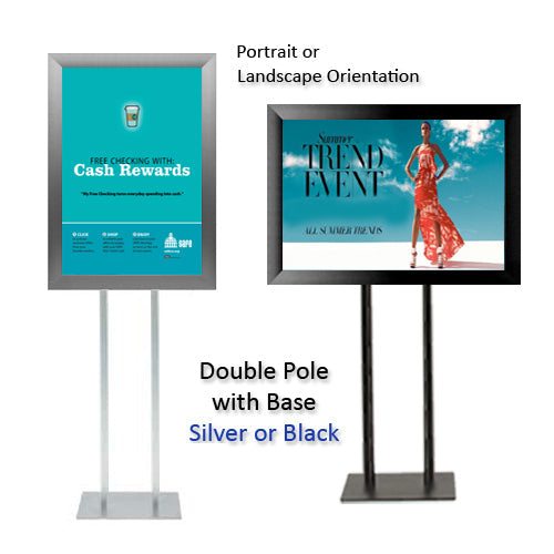 Double Pole Floor Stand 17x22 Sign Holder | 2.5