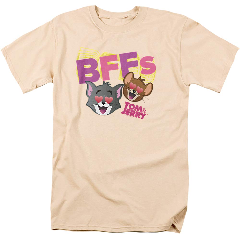Tom and Jerry Movie BFFs Unisex Adult T-Shirt - Cream Color 3XL - Casual Wear, Gift for Cartoon Fans, Couples Matching Outfit