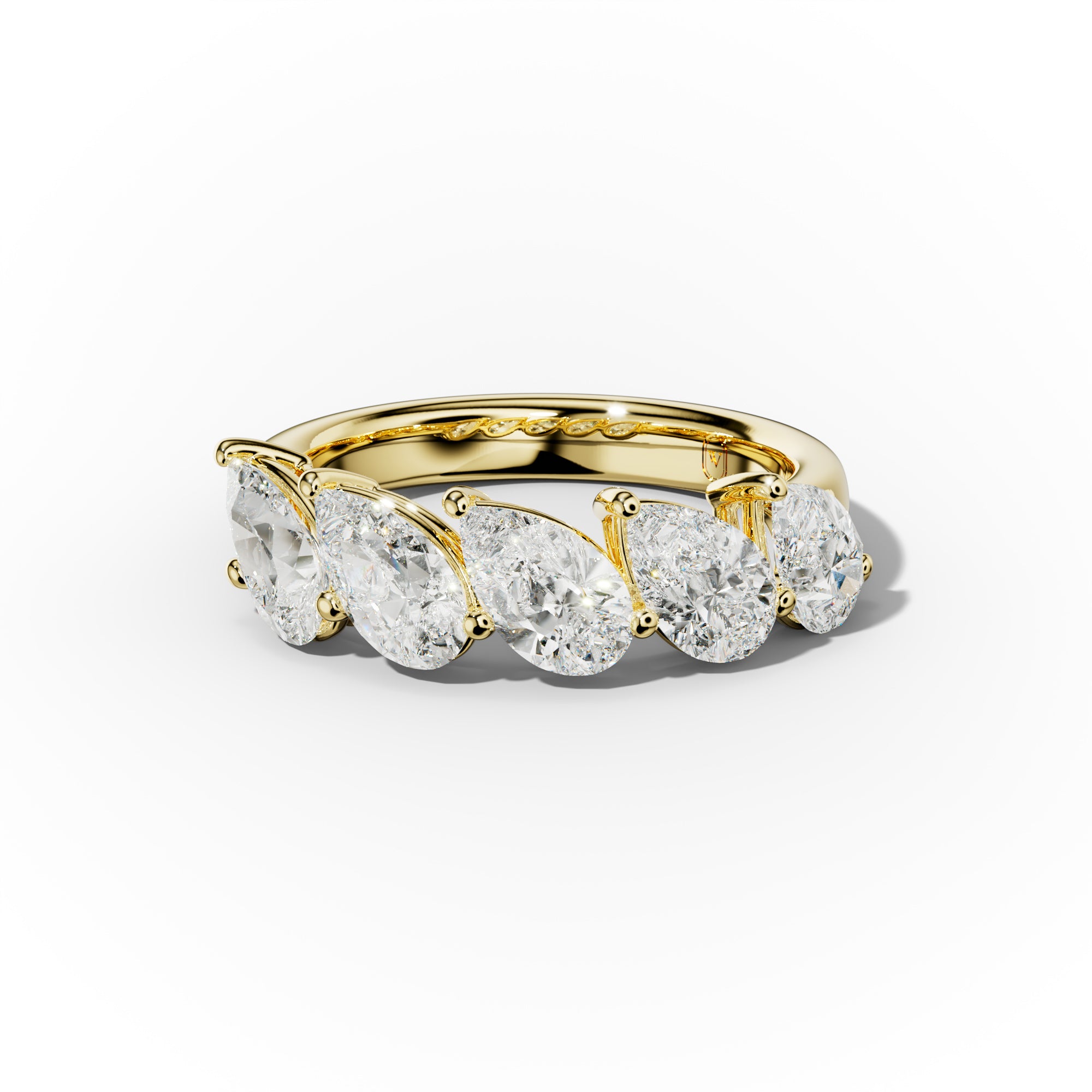 3.0 Carat Slanted Pear Diamond Anniversary Band - Elegant Wedding Ring for Women, Durable 14K White Gold, Perfect for Anniversaries, Engagements & Special Occasions