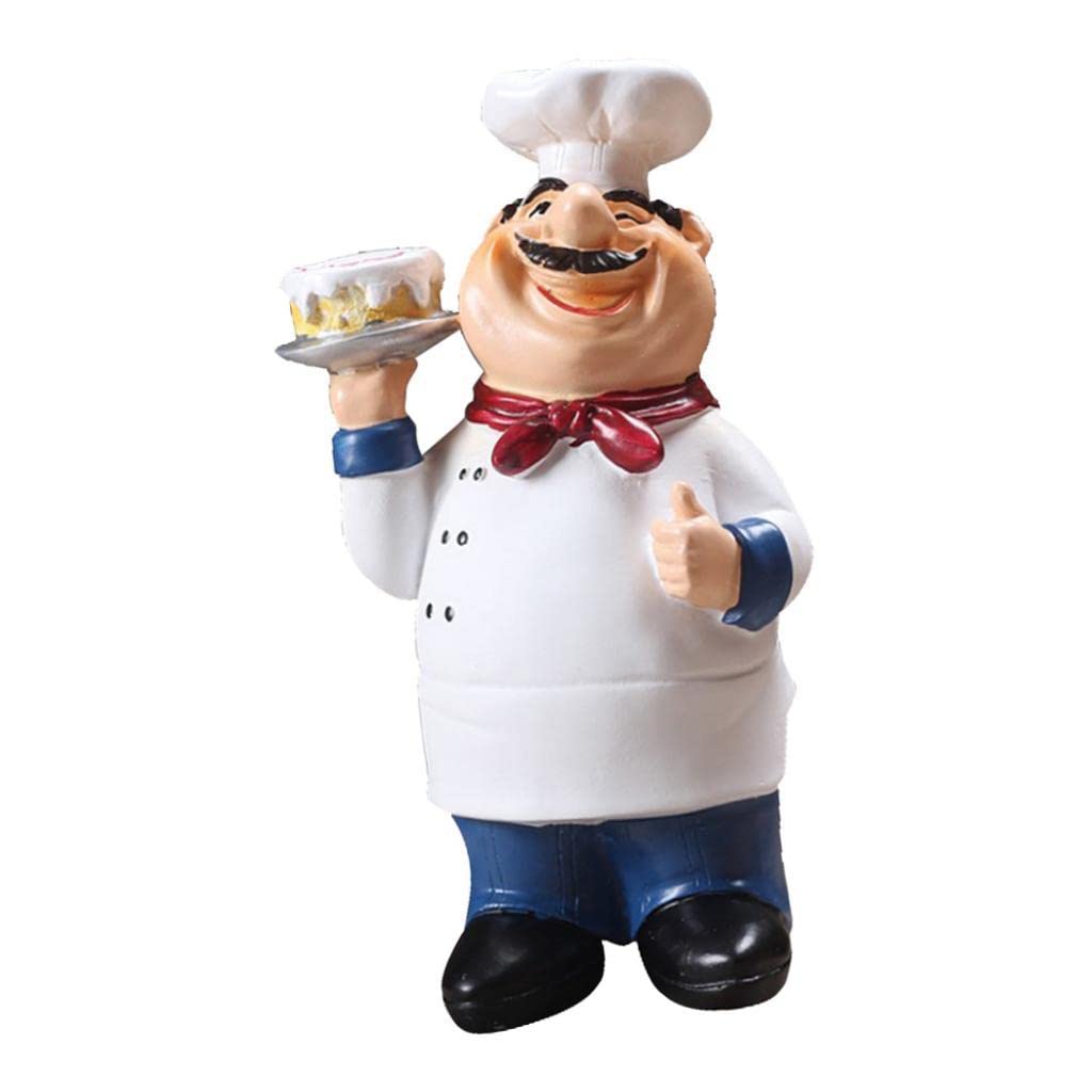 2-Piece Modern Beige Chef Figurine Set - Elegant Kitchen Decor for Home, Restaurant & Office - Perfect for Countertop, Shelf & Table Display