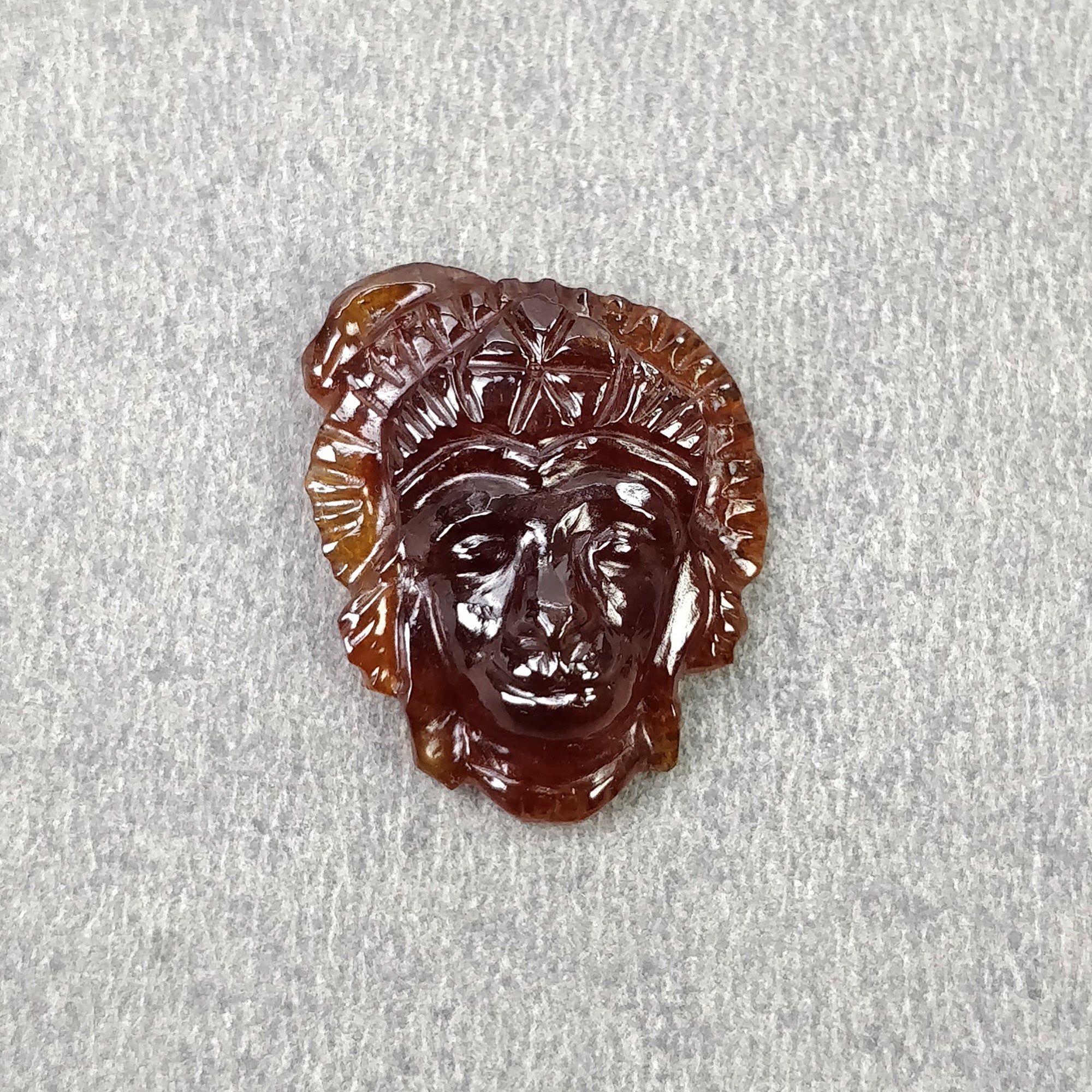 Natural Hessonite Garnet Gemstone Carving - 16.85cts Untreated Hand Carved Lord Hanuman 20x17mm | Spiritual Jewelry, Meditation Gift, Yoga Accessory | Video Included