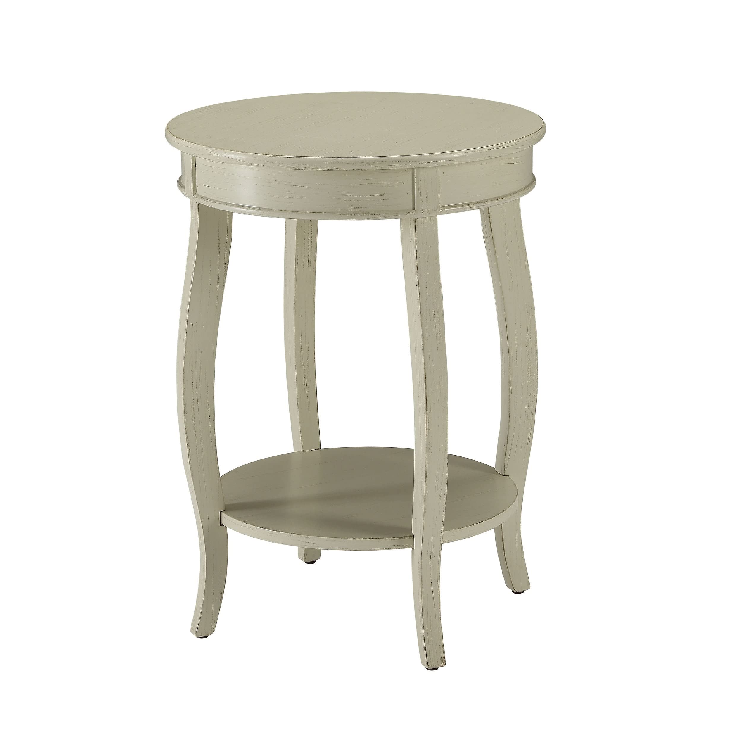Modern Design Portici Wooden Accent Side Table - Antique White Finish - Perfect for Living Room, Bedroom, or Office Decor