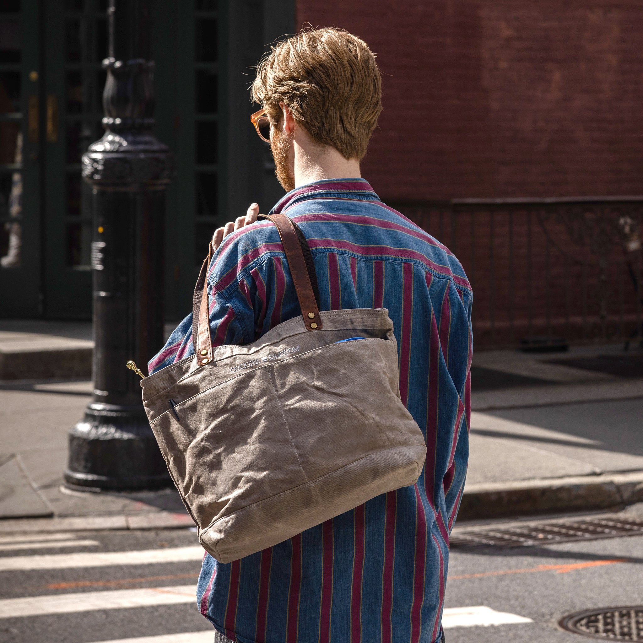 Premium Waxed Canvas Tote Bag - Durable Grey Canvas & Genuine Leather - Perfect for Work, Travel, and Everyday Carry