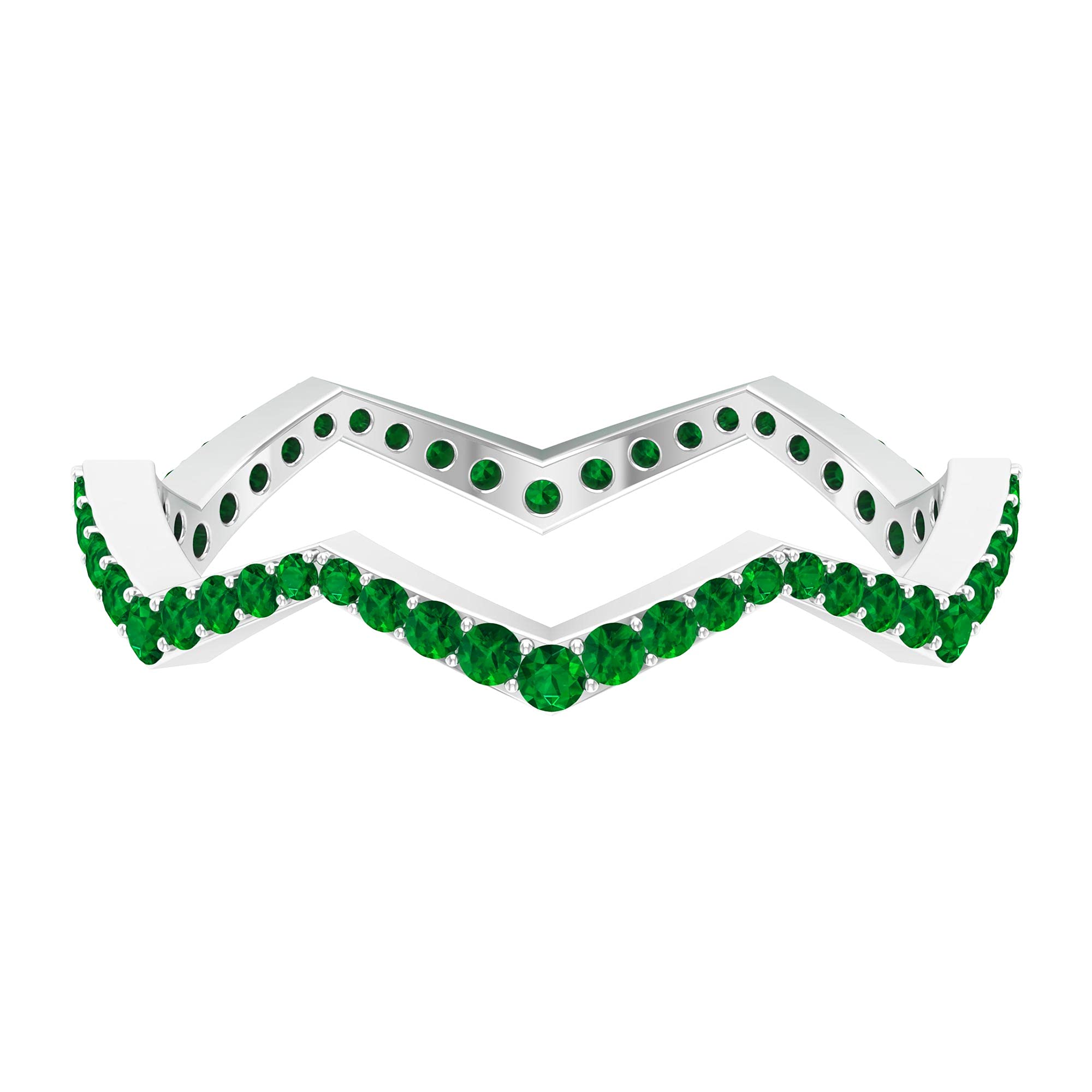 1 CT Emerald Eternity Ring for Women - 14K Solid Gold Zigzag May Birthstone Ring - Perfect for Weddings, Anniversaries & Special Occasions