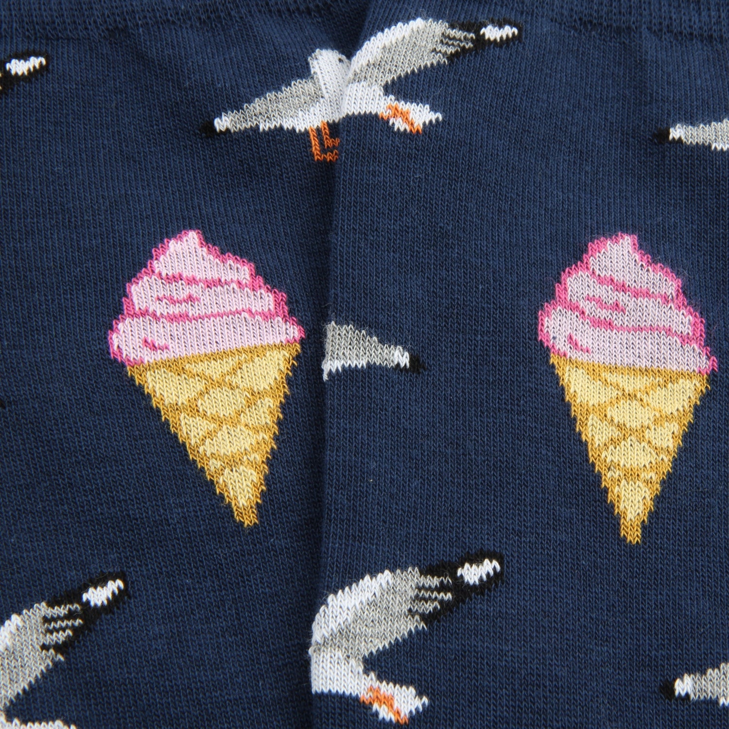 Men's Ice Cream & Seagulls Cotton Socks - Soft & Comfortable Casual Crew Socks for Everyday Wear, Beach Outings, and Summer Fashion
