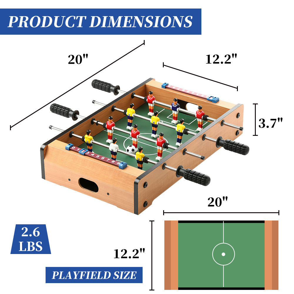 20-Piece Mini MDF Football Table Game Set - Portable Desktop Foosball for Kids & Adults - Perfect for Home, Office, Parties & Game Rooms