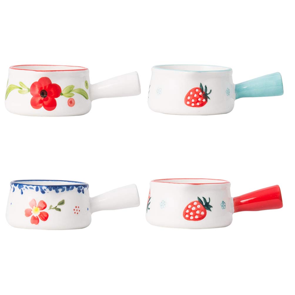 Hemoton 4-Piece Ceramic Saucepan Set - Small Milk Pot, Soup Pot, Noodle Pan & Butter Warmer with Handle for Cooking, Melting Chocolate, Candy Making & Baby Food - Perfect for Kitchen, Home & Restaurant Use