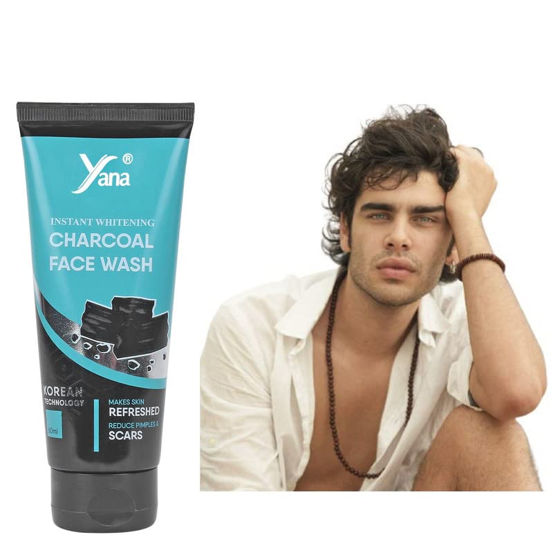 Yana Oil Control Charcoal Face Wash for Acne & Oily Skin - Deep Cleansing & Pore Minimizing for Men & Women - Perfect for Daily Skincare Routine & Post-Workout Cleansing