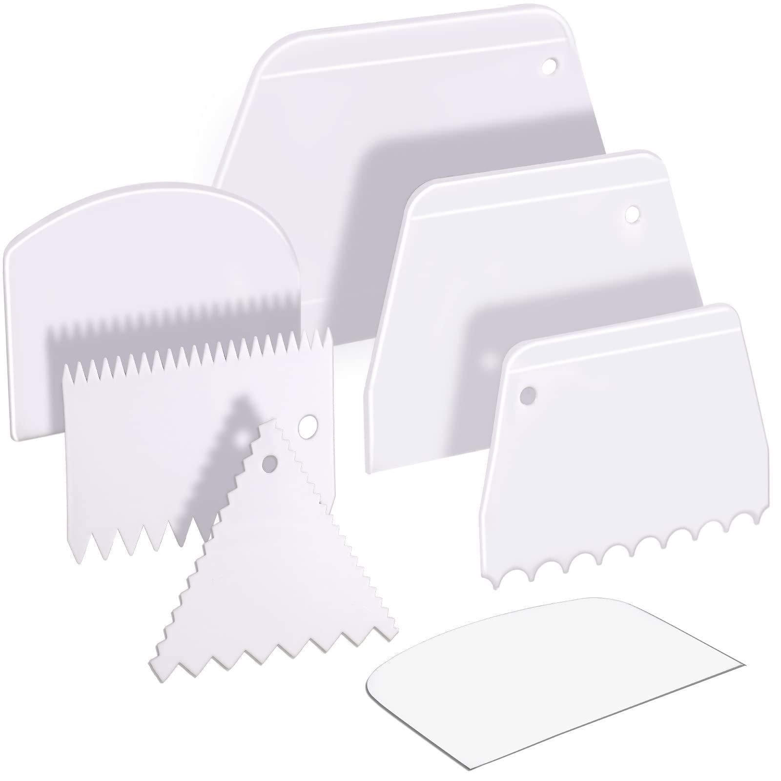 **7-Piece Cake Decorating Kit - Plastic Dough Scraper, Bowl Scraper, Cake Smoother & Bench Scraper for Baking, Cake Decorating & Kitchen Use | Perfect for Home Bakers & Professional Chefs**