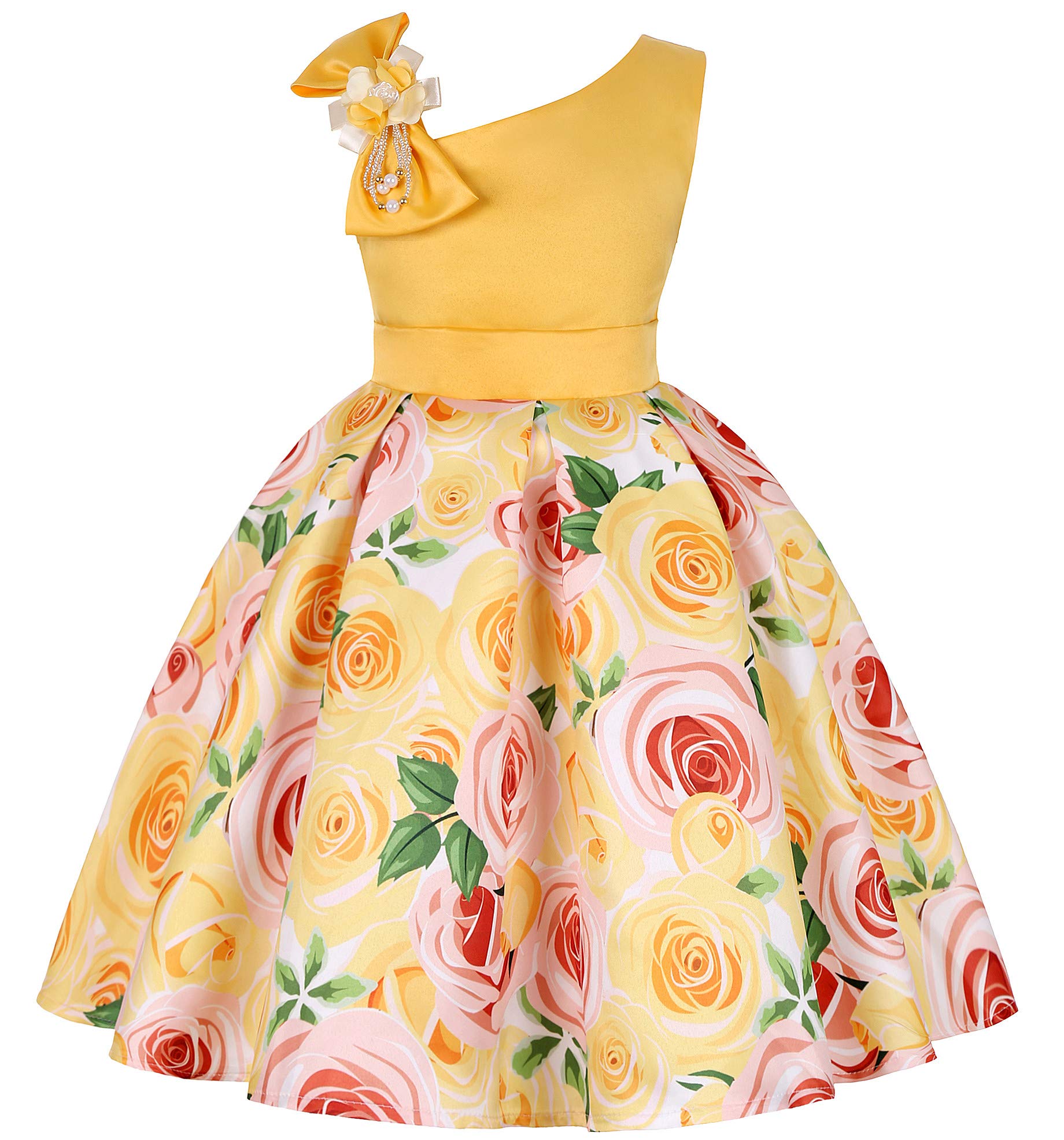 2-9T Floral Flower Girls Dresses for Toddlers - Striped Pageant Dress for Weddings, Parties & Special Occasions