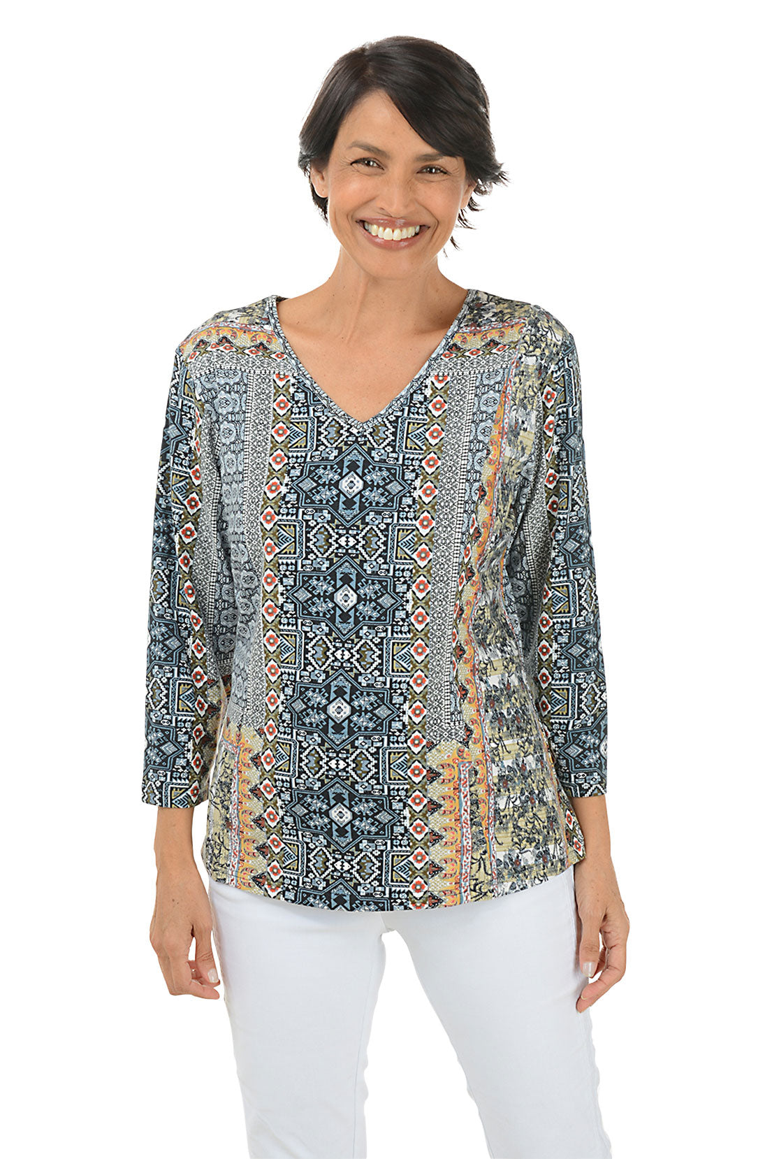 Hilary Women's 3/4 Sleeve Knit Top - Soft Casual T-Shirt for Everyday Wear, Office & Outings