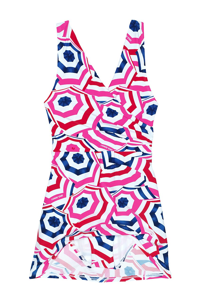 Lands' End Women's Chlorine-Resistant Surplice Swim Dress with Control - Classic Cobalt Blue | Beach & Pool Cover-Up, Swimwear for Women, Perfect for Vacation & Summer Activities