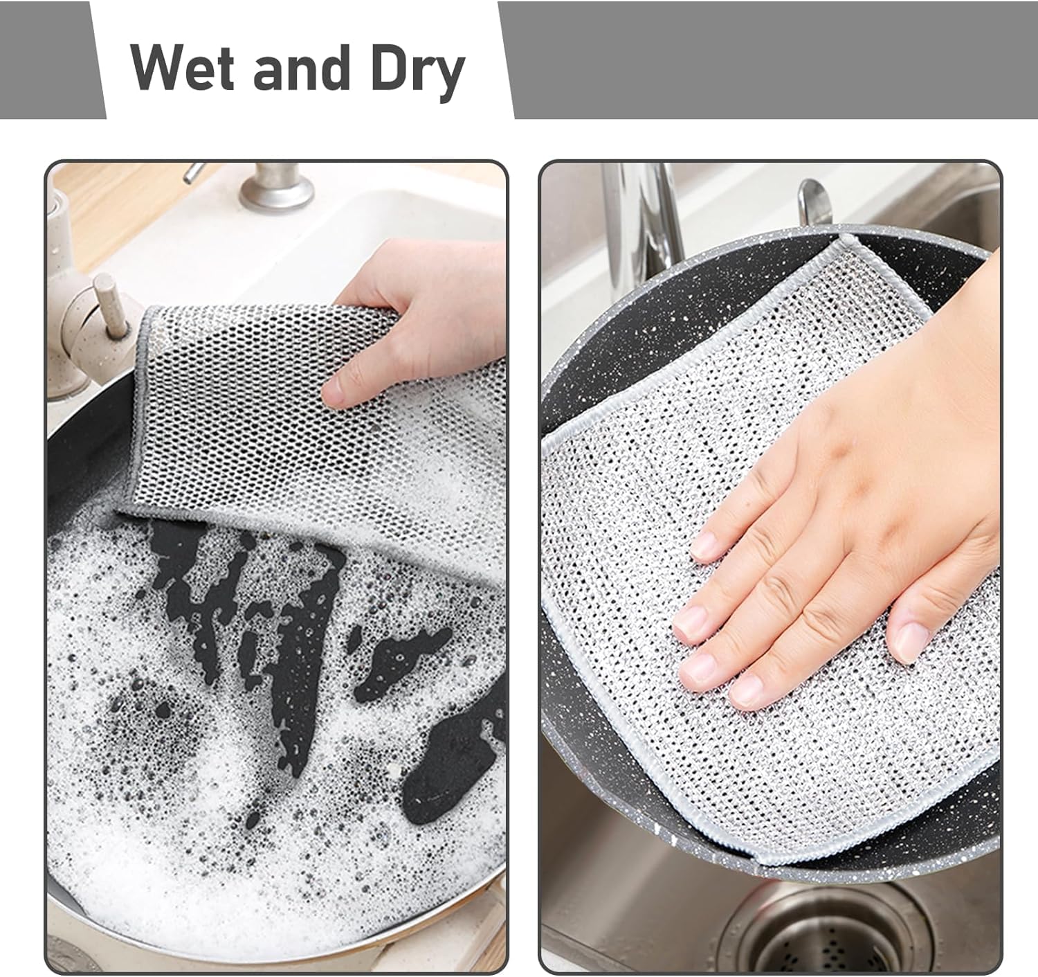 Premium Non-Scratch Wire Dish Cloths - 3 Pack Multipurpose Kitchen Cleaning Rags for Wet & Dry Use | Gentle on Dishes, Countertops, Sinks | Ideal for Washing, Scrubbing & Polishing