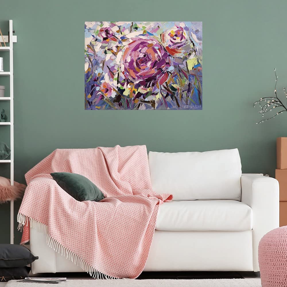The Scent of Roses Fine Art Canvas Wall Decor by Ekaterina Ermilkina - 32x24 Inches - Ready to Hang - Floral Painting for Living Room, Bedroom, Office & More - Perfect for Home Decor & Gifts