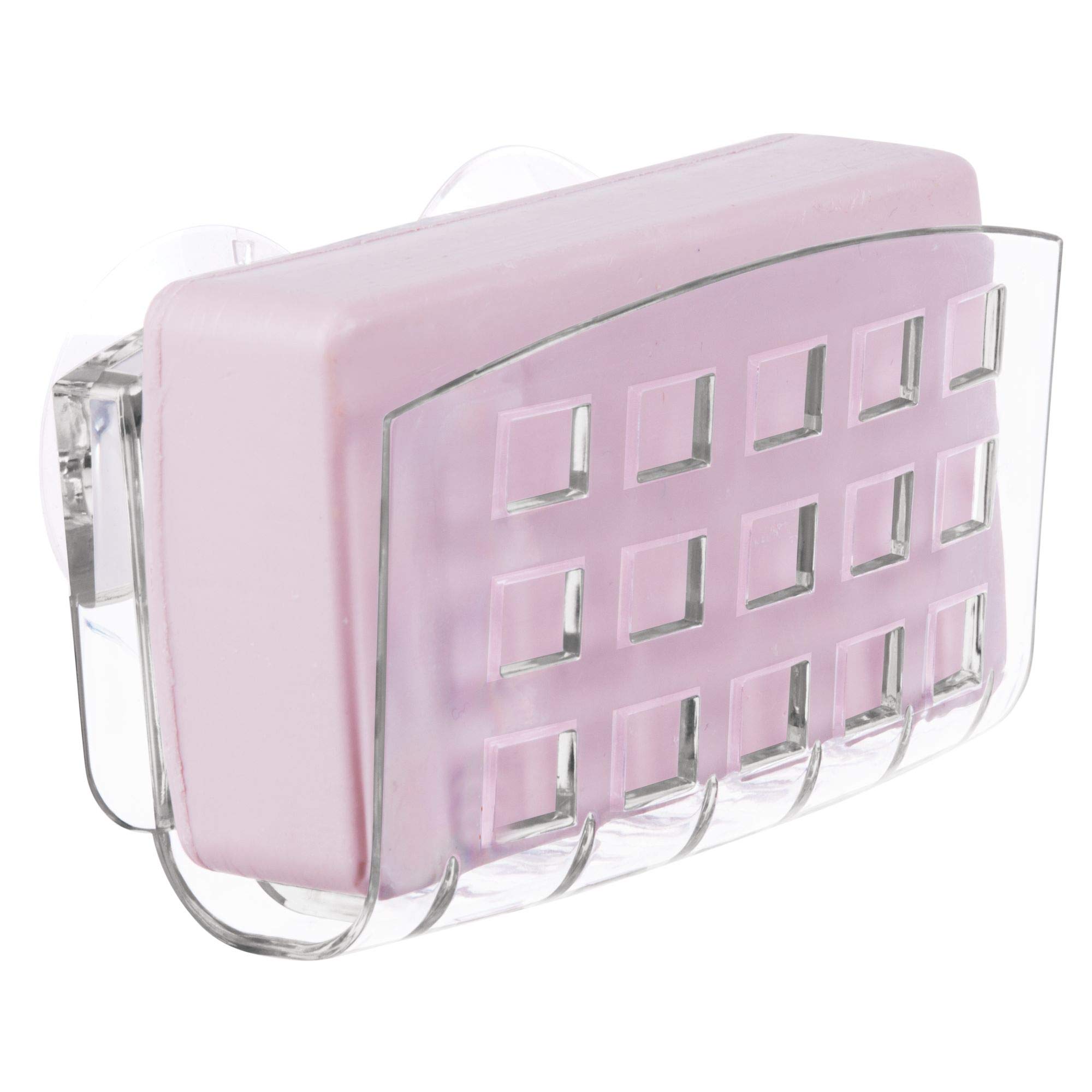 BPA-Free Plastic Sponge Holder with Suction Cups for Kitchen Sink - Clear Sponge Caddy (2.3