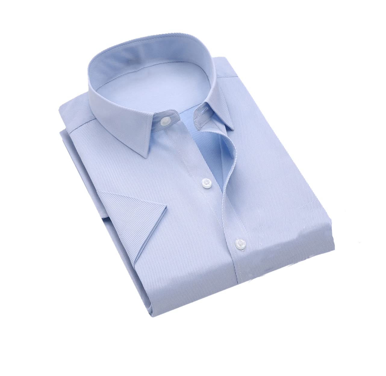 Men's Twill Hidden Stripes Short Sleeve Dress Shirt - Business Casual & Formal Wear for Office, Wedding & Special Occasions