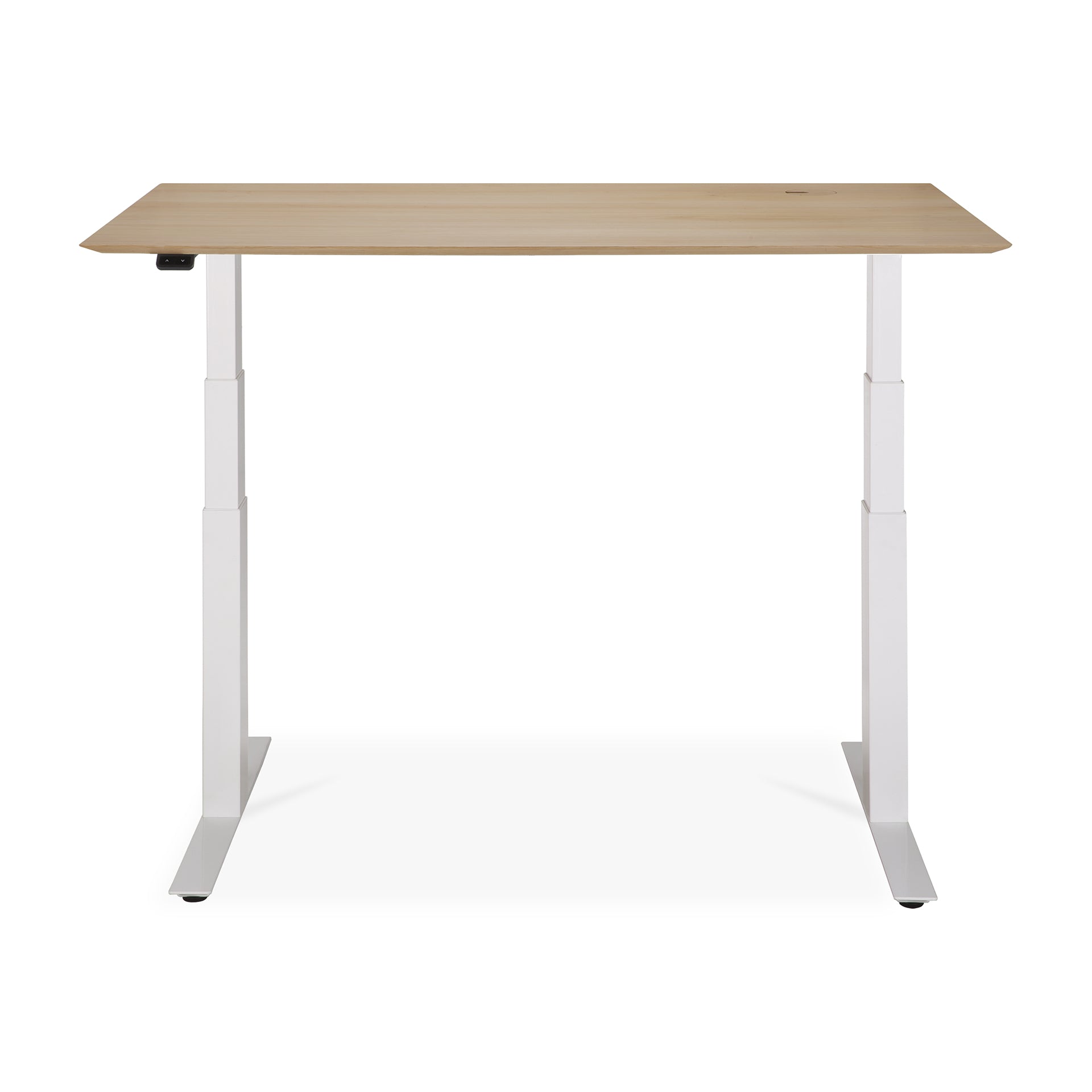 Adjustable Rectangle Desk with Cable Management - 140cm Oak & White Home Office Desk for Work or Study | Ergonomic EU Design