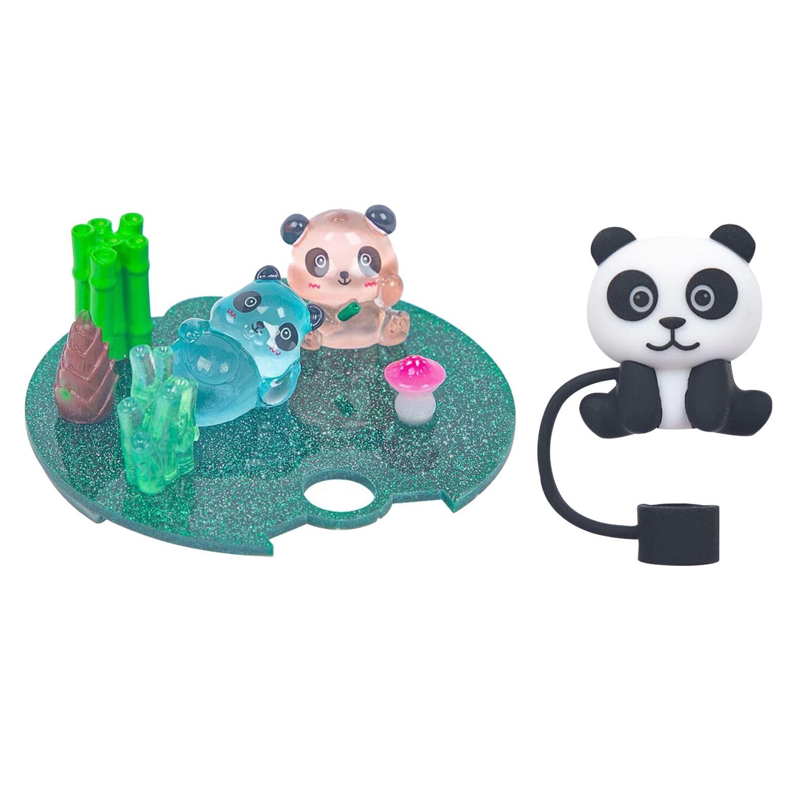 Cute Luminous Animal Name Plate for 40oz Tumbler Cup Lid Accessories - Dust-Proof Silicone Straw Cover Cap & Reusable Straw Tips - Perfect for Office, Travel, and Outdoor Activities (Green)