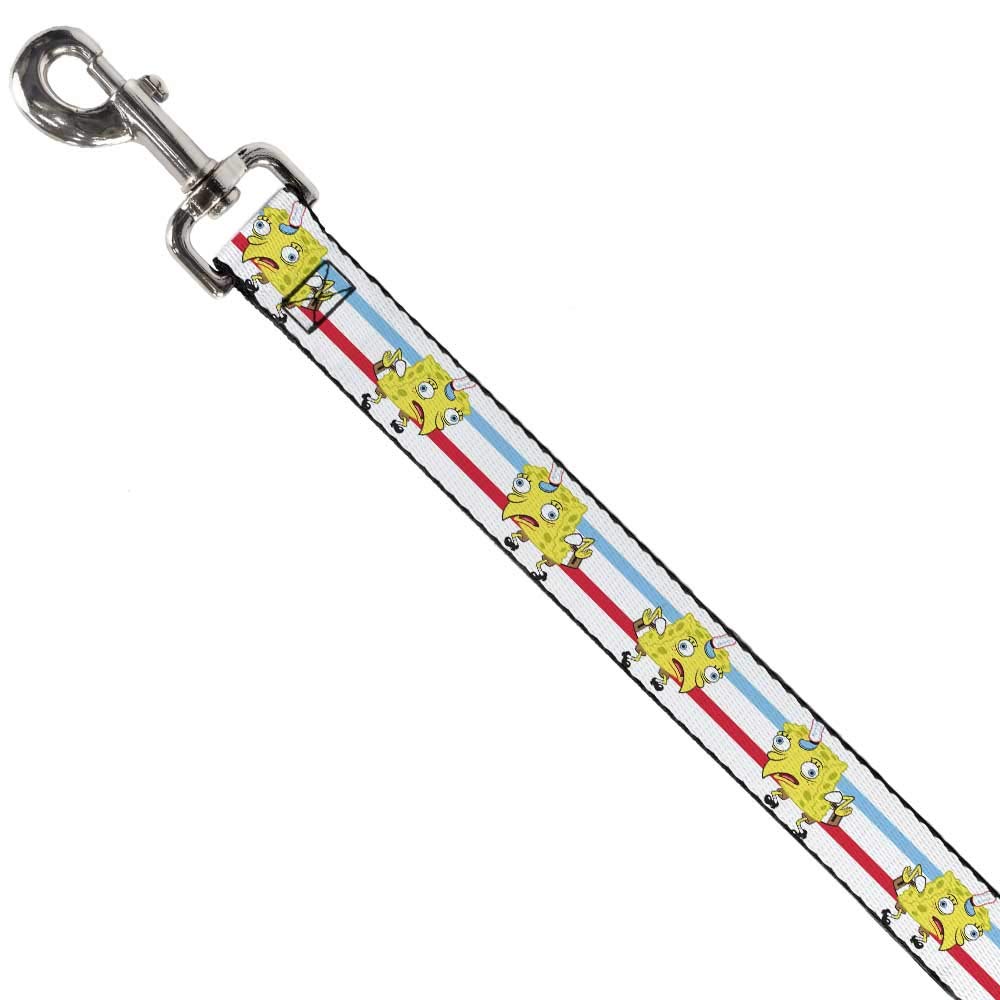 Spongebob Inspired Dog Leash - 4ft Long, 0.5in Wide Striped in White, Blue & Red - Perfect for Walking, Training & Cosplay Fun