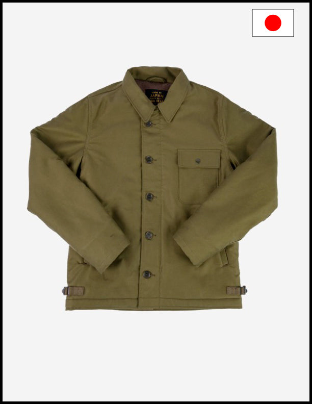 Iron Heart IHM-40 Whipcord A2 Deck Jacket - Olive Drab Green | Vintage Military Style Outerwear for Men | Perfect for Motorcycle Riding & Outdoor Adventures