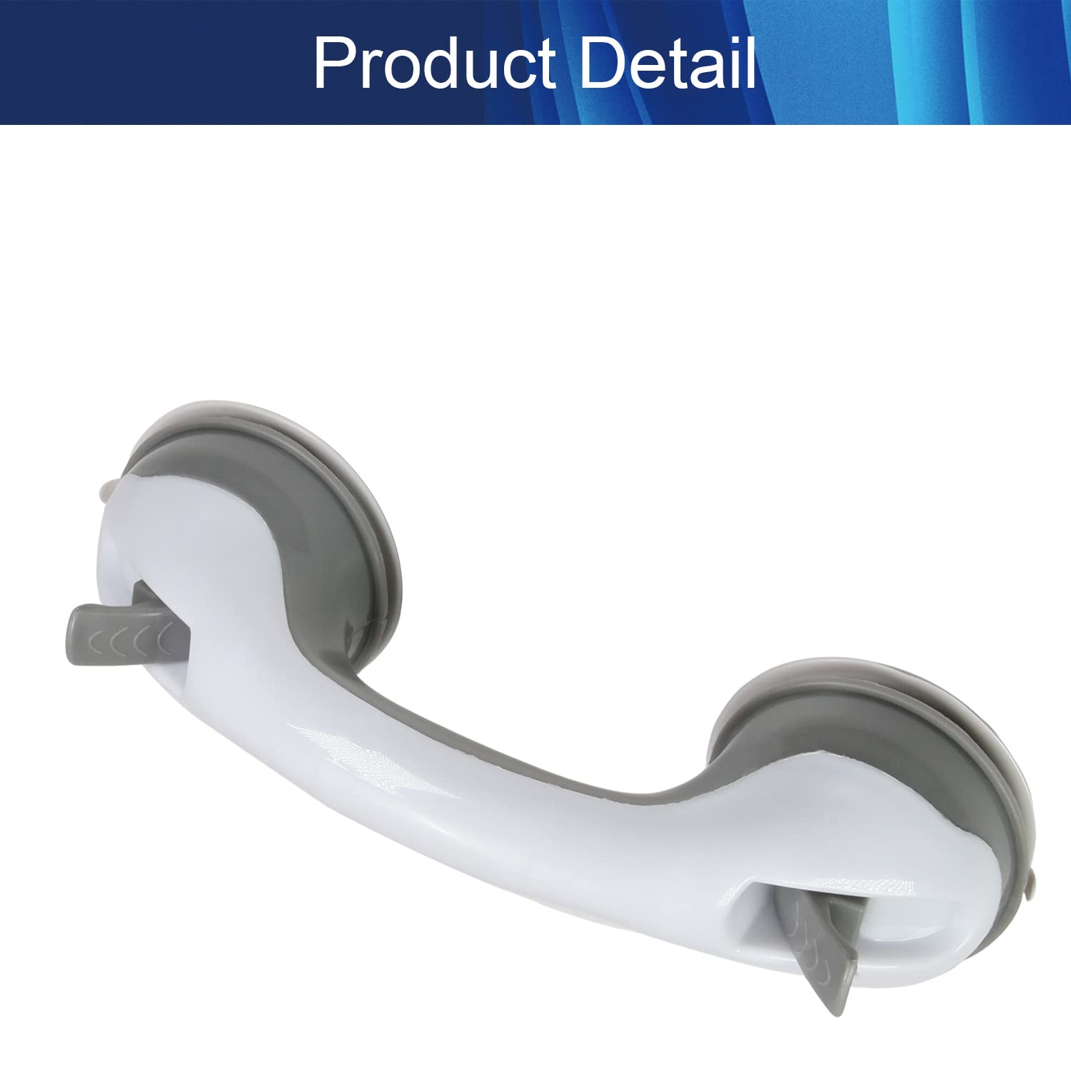 1 Pack Strong Suction Cup Grab Bar for Shower, Toilet, and Bathroom Safety - Dual Locking Armrest Handle for Tiles, Glass, Hard Plastic & Cabinet Drawers - Light Gray (Perfect for Elderly, Disabled & Post-Surgery Support)
