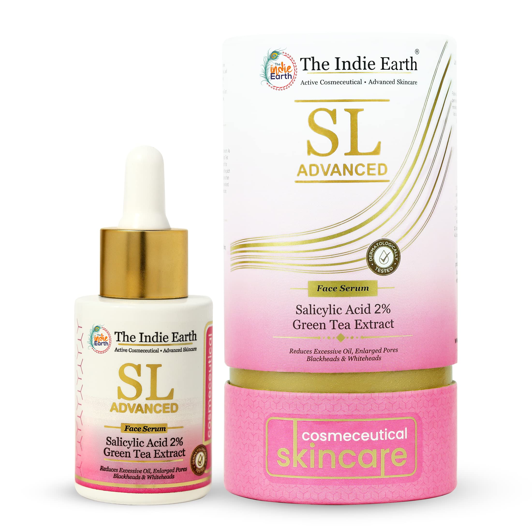 **Indie Earth SL Advanced 2% Salicylic Acid & Green Tea Extract Face Serum – Dermatologist Tested for Acne, Blackheads & Pores – Reduces Oil & Bumpy Skin – 30ml – Perfect for Oily & Acne-Prone Skin Daily Care**
