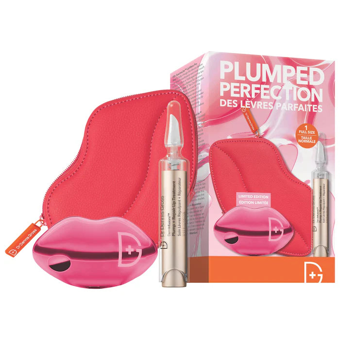 Dr. Dennis Gross Plumped Perfection LipWare Pro Kit - Hydrating Lip Plumper & Exfoliator Set for Fuller Lips | Perfect for Daily Use, Nighttime Care & Special Occasions