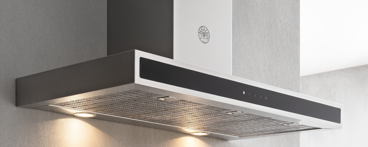 Bertazzoni KG48X 48-Inch Stainless Steel Wall-Mount Range Hood with Glass Front & 600 CFM Motor - Perfect for Modern Kitchens & Professional Cooking Spaces